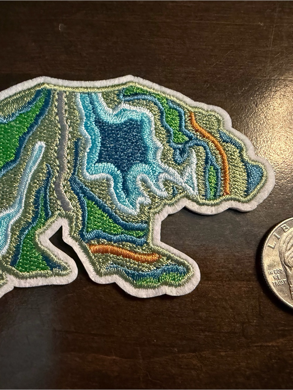 Embroidered Multicolor Bear Patch – Blue, Green & Orange